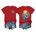 thumbnail image 2 of Pisexur Hauts pour Femmes, Chemisiers pour Femmes Chic Décontracté, Haut en Lin Décontracté pour Femmes à Col Rond Grande Taille Imprimé à Manches Courtes avec Boutons T-shirt Blouse Bleu Pâle, 3TG, 2 of 2
