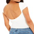 thumbnail image 3 of MesaSe Backless Crop Tops for Women Summer Solid Color Short Sleeve Slim Fit T Shirt Basic Vest 2000s Clothes Clubwear, 3 of 5