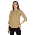 thumbnail image 1 of Inkmeso Stylish Mandarin Collar Top For Women Casual Solid Relaxed-Fit Zipper Front Tunic, 1 of 1