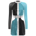 thumbnail image 3 of Jhaoyu Robe Déguisement des Années 60 pour Femmes, Mini Robe à Sequins Scintillants, Tenues de Spectacle, Bleu TG, 3 of 5