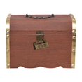 thumbnail image 1 of jifeng Piggy Bank Decor Memory Hobby Preservation Keepsakes Box Wood Treasure Chest Gold, 1 of 9