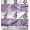 thumbnail image 1 of Soimoi Purple polyester Crepe Fabric Stripe & Paisley Print Sewing Fabric Yard 42 Inch Wide, 1 of 3