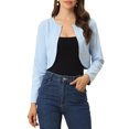 thumbnail image 1 of INSPIRE CHIC Boléro Ouvert pour Femme, Ourlet Arrondi, Cardigan Court, Bleu Pâle, TP, 1 of 5
