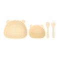 thumbnail image 1 of 4pcs Children Plate Utensils Set Silicone Suction Bowls Set Toddler Panda Shape Plate Beige Bowl Plate Silicone Fork Spoon, 1 of 14