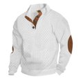 thumbnail image 1 of FAIWAD Mens Long Sleeve Pullover Tops Stand Collar Button Down Classic Color Block Plus Size Tops, 1 of 6
