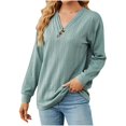 thumbnail image 5 of HKEJIAOI T-shirt Femme Col Rond Mi-Lourd Solide Long Sleeve Shirt, 5 of 5