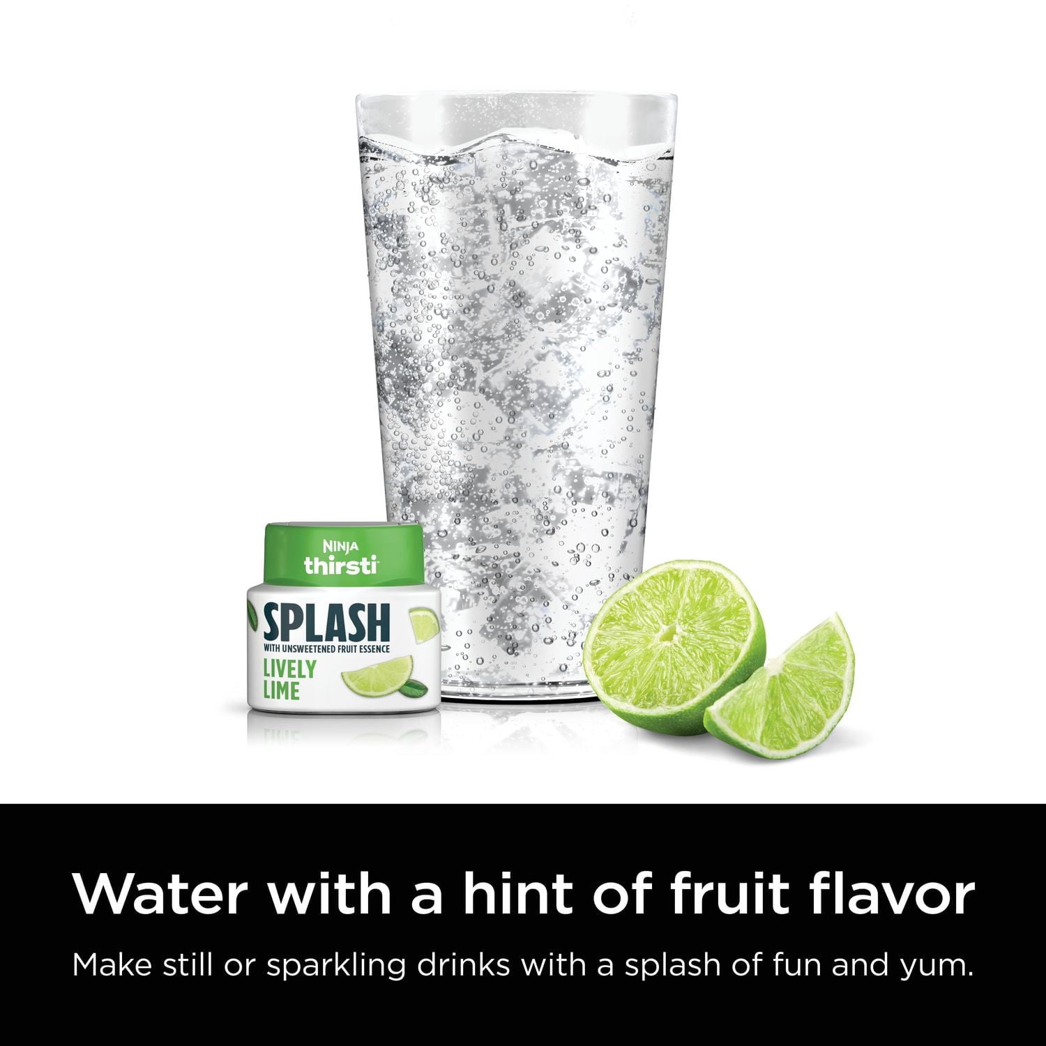 Gouttes d'eau aromatisée Ninja Thirsti, lime vive, eau pétillante croquante et rafraîchissante, zéro calorie, zéro sucre, zéro édulcorant, permet de préparer 20 boissons de 12 oz, WCFLME6C