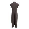 thumbnail image 5 of RKSTN Jumpsuits for Women Summer Casual Solid Color Cotton Linen Long Playsuit Zipper Short Sleeve Rompers, 5 of 5