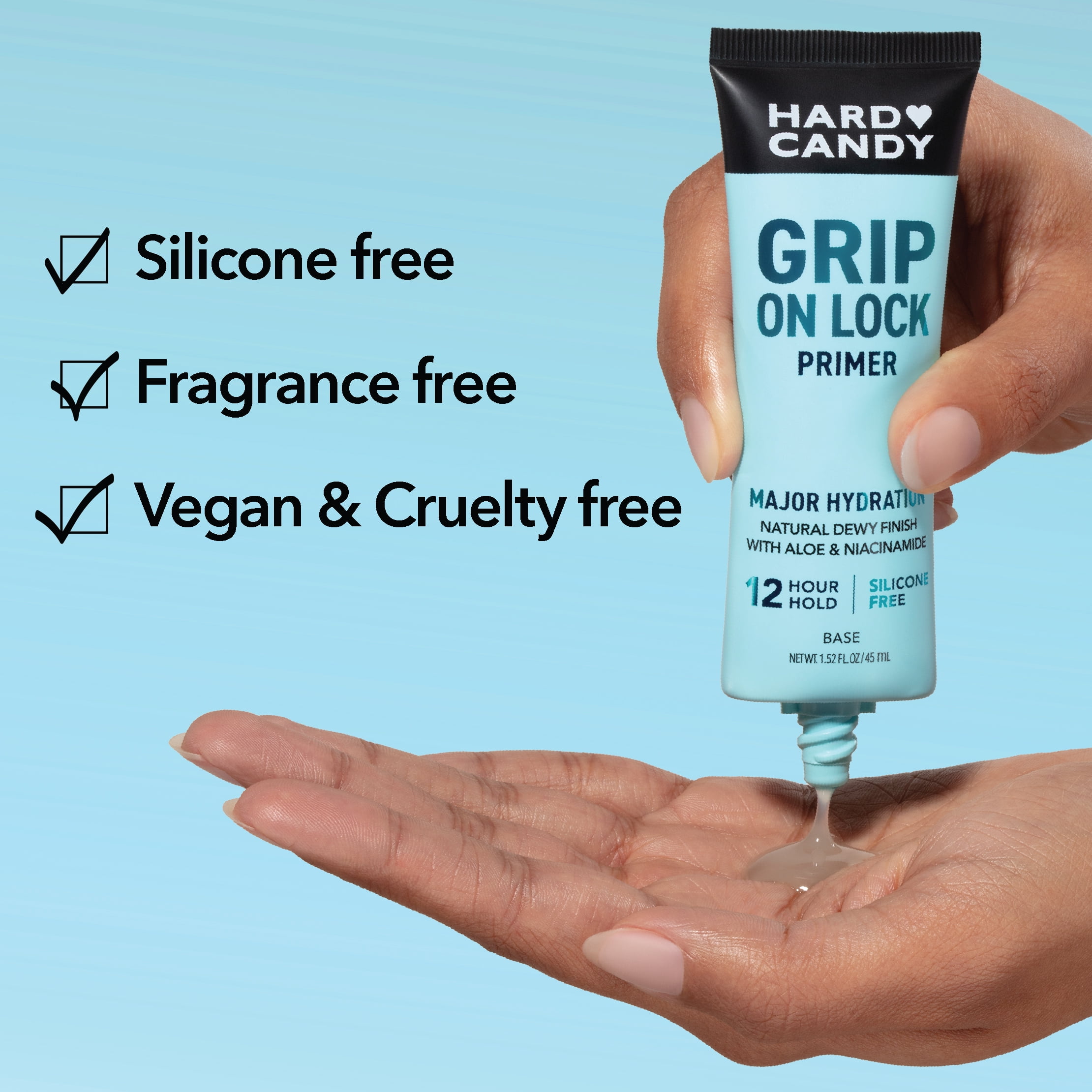 Hard Candy Grip On Lock Water-based 12-Hour Face Primer, Hydrating, Aloe Vera, Niacinamide