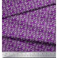 thumbnail image 3 of Soimoi Polyester Crepe Fabric Leaves & Floral Block Print Sewing Fabric Yard 52 Inch Wide, 3 of 4