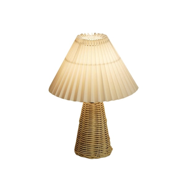 Binwennn Visualiseur de Musique Lampes à Distance Petite Lampe en Osier Lampe de Table en Osier Abat-Jour Plissé USB Lampe de Chevet Vintage Lampes Style Ferme pour Décoration pour Comptoir de Cuisine