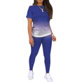 thumbnail image 2 of Innerwin Survêtements Dégradé Ensemble de Jogging pour Femmes Col Rond Skinny Deux Pièces Bleu 4TG, 2 of 4