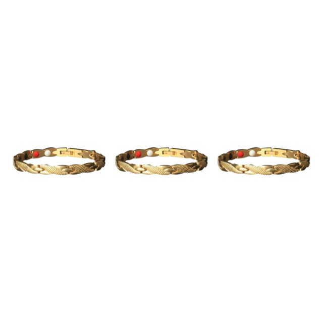 mmirethe Stylish And Adjustable Textured Magnetic Bracelet For Men Adjustable Bracelet gold 3Set