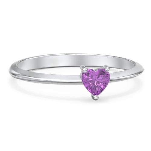 Heart Birthstone Ring - Amethyst (February)