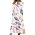 thumbnail image 2 of Babysbule Liquidation Robes d'Automne pour Femmes Mode Femmes Décontracté Élégant Col Rond Imprimé Été Manches Longues Poches Robe, 2 of 5