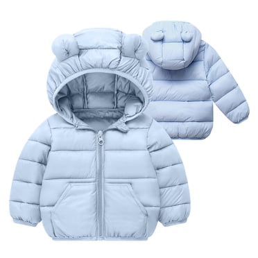 LOVZFMLL Jackets for Girls Toddler Kids Boys Girls Winter Fleece Padded Jacket Hooded Zip Jacket Coat 5-6 Years