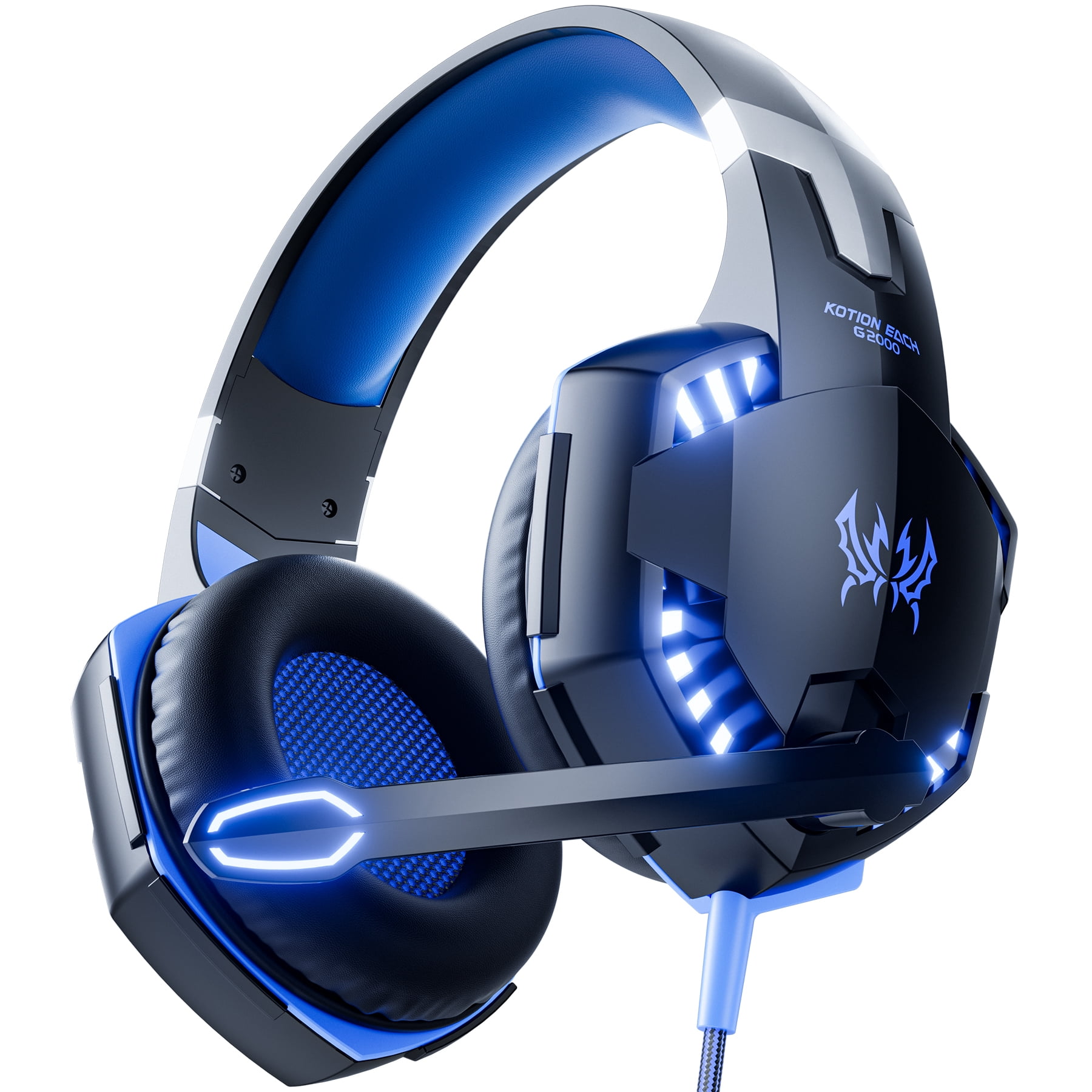 VEATOOL Gaming Headset with Mic, Compatible with PS4 PS5 Xbox One PC Laptop, Over-Ear Headphones with LED Light, Noise Canceling Mic, 7.1 Stereo Surround Sound,Soft Earmuffs for Nintendo Series X|S