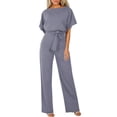 thumbnail image 1 of Kcodviy Combinaison Pantalon en Dentelle Unie pour Femmes, Boutonnée, à Manches Courtes, Col Roulé, Manches Longues, Combinaison pour Femmes, 1 of 6