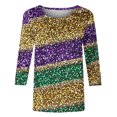 thumbnail image 5 of Penkiiy T-shirt Blouse Décontractée à Manches 3/4 et Col Rond pour Femmes, Impression Mode Mardi Gras, 5TG Multicolore, 5 of 5