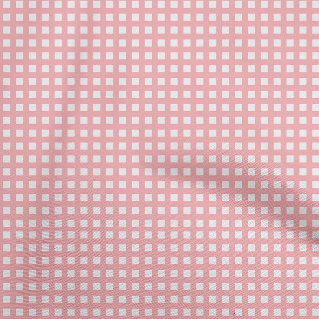 oneOone Cotton Flex Rose Pink Fabric Check Craft Projects Decor Fabric Printed By The Yard 40 Inch Wide