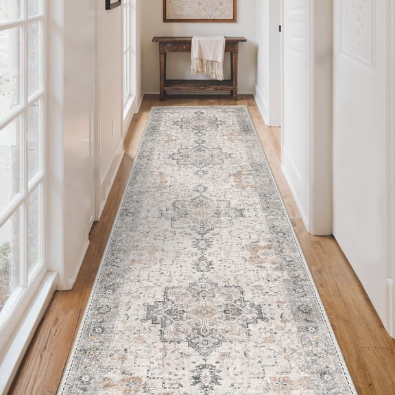 KUETH 2X7 Runner Rug Machine Washable Kitchen Runner Rug for Floor and Hallway Non Slip Throw Area Rug with Rubber Backing for Living Room Entryway Bedroom and Dining Room