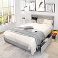 thumbnail image 1 of Gymax Queen Upholstered Bed Frame with 4 Storage Drawers Headboard Silver, 1 of 9