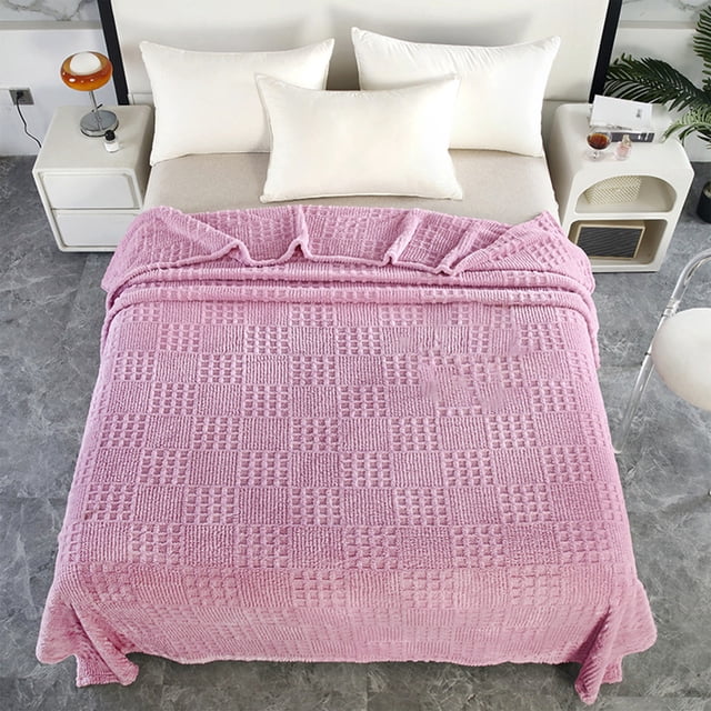 Fleece Throw Blanket - Breathable Fuzzy Polyester, Sofa Couch Bed Decor, All Seasons Use, Machine Washable, Purple, JKODE