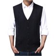 thumbnail image 3 of Styesk Jackets for Men Men's Wool Sleeveless Waistcoat Loose Knitted Solid Color Cardigan, 3 of 4