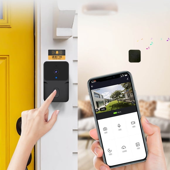 Dvkptbk The Doorbell Sonnette Vidéo Intelligente Sans Fil à Télécommande Sonnette Visuelle Intelligente Interphone Domestique Vision Nocturne Hd Wi-Fi Rechargeable Sécurité Porte Sonnette Essentiels pour la Maison
