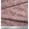 thumbnail image 3 of Soimoi Pink Silk Fabric Branch,Dot & American Robin Bird Printed Craft Fabric by The Yard 42 Inch Wide, 3 of 3
