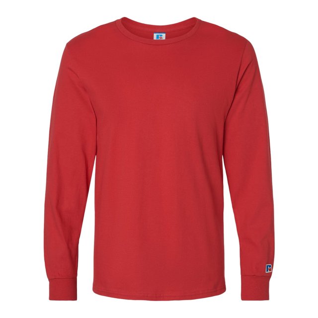 Russell Athletic T-Shirt à Manches Longues Peigné pour Hommes, 3TG, Rouge Vif