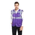 thumbnail image 1 of TOPTIE 5 Pockets High Visibility Safety Vest with Reflective Strips, Working Uniform Vest-Purple-M, 1 of 7