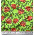 thumbnail image 3 of Soimoi Tissu en Velours Feuilles & Roses Imprimé Floral Tissu au Mètre 58 Pouces de Large, 3 of 3