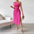 thumbnail image 4 of Ovzne Robes pour Femmes Robe Mode Femmes Couleur Unie Sans Manches Épaule Inclinée Taille Robe Ajourée Grande Taille en Liquidation, 4 of 6