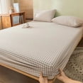 thumbnail image 2 of Maplenight Queen Size Fitted Sheet - Non-Slip, Breathable Cotton & Linen Skin-friendly Fitted Sheet for Mattress Protection Coffee, 2 of 5