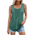 thumbnail image 1 of Chbgutlmr Camisole pour Femmes Grande Taille Col Rond Sans Manches Couleur Unie Plissée Chic Décontractée Tuniques, 1 of 6