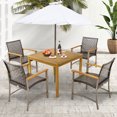 thumbnail image 4 of Gymax 5 PCS Patio Dining Set Acacia Wood Table w/ 1.9'' Umbrella Hole Wicker Armchairs, 4 of 10