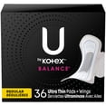 thumbnail image 1 of U by Kotex Balance Ultra Thin Pads with Wings, Regular Absorbency, 36 Count, 1 of 9