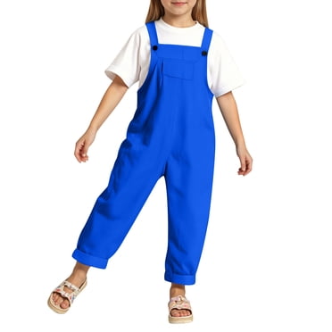 MIASHUI Stylish Girls Romper Jumpsuit Cute Solid Color Trousers for Kids Casual Wear for Outdoor Play and School Activities