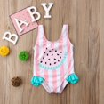 thumbnail image 3 of MesaSe Baby Girls Sleeveless One-piece Swimsuit Watermelon Stripe Print Ruffle Swimwear, 3 of 8