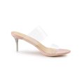 thumbnail image 3 of BLISSFUL STEP Women's Clear Slide Stiletto Heels Open Toe Slip On Sandals Beige 7, 3 of 8