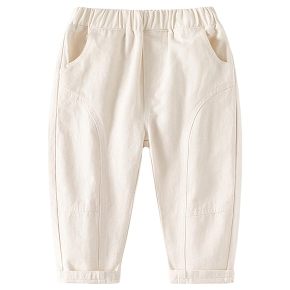 Boys Casual Pants Comfortable Everyday Wear Pure Color Long Trousers For Kids Age 1 10 Children Bottoms Soft Breathable Fabric Easy Outfits Basketball Tights for Boys Youth Life Jacket Pant White 5-6Y