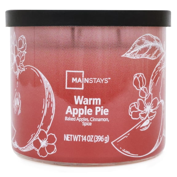 Bougie parfumée Mainstays à 3 mèches, enveloppée texturée Tarte aux pommes chaude, 14 oz