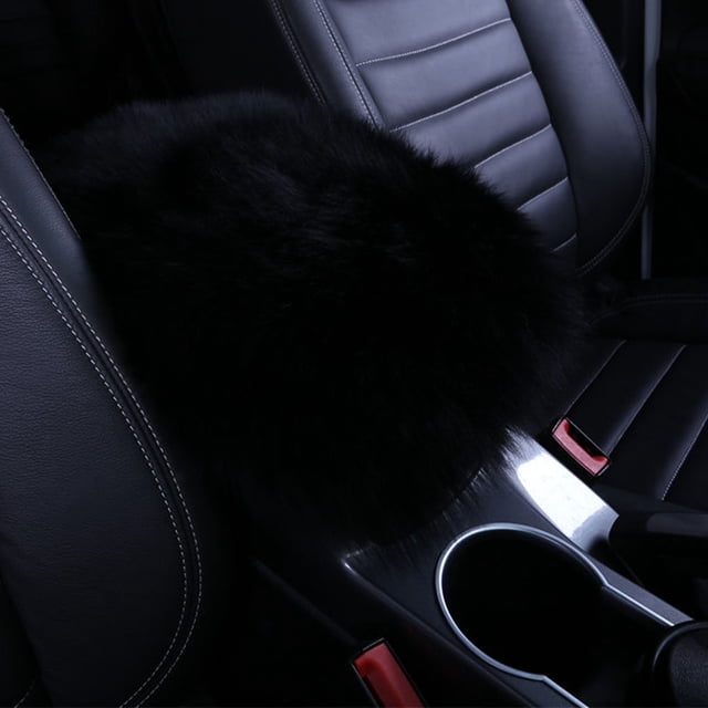 Universal Car Armrest Seat Cushion Auto Center Console Faux Leather Plush Mat Winter Warm Soft Pad