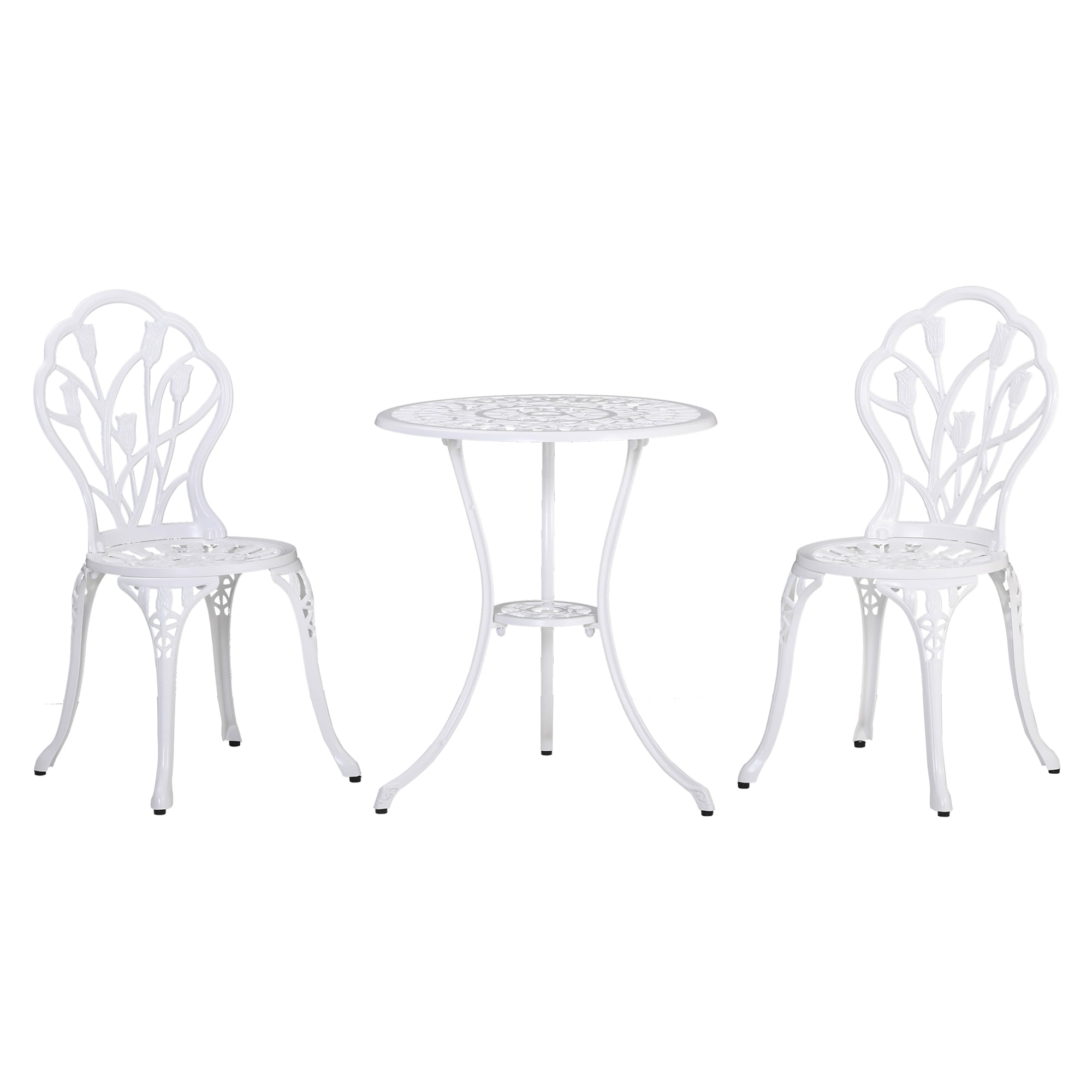 Outsunny Ensemble Bistro de Patio 3 Pcs pour Balcon, Blanc