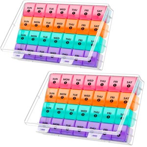 MEDca Extra Large Mensuel 28-Day Organisateur de pilules, multicolore, plastique (paquet de 2)