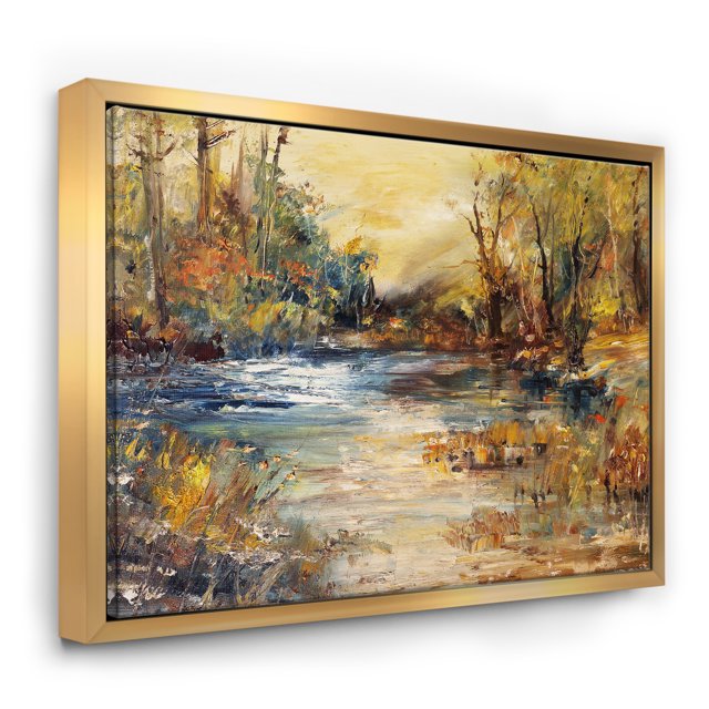 Designart - Peinture à l'Huile Ruisseau dans la Forêt - Impression sur Toile Encadrée