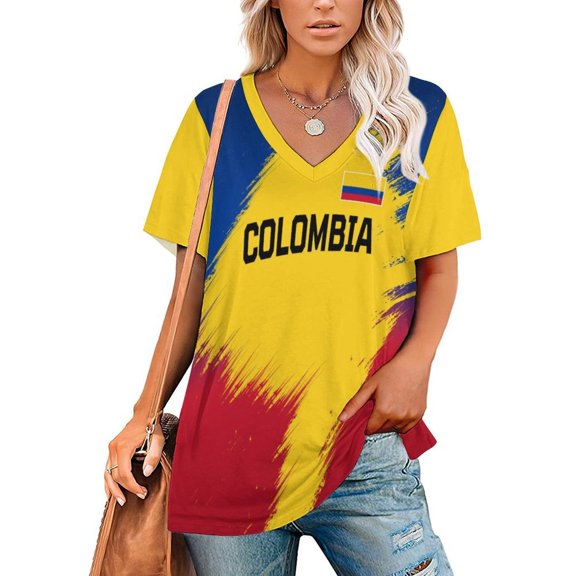 Chandail de Soccer pour Femmes Colombie 2026 pour Fans de Soccer avec Drapeau de la Nation - Personnalisé