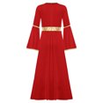 thumbnail image 4 of iiniim Robe d'Ange d'Halloween pour Filles à Manches Longues, Bordure Dorée, Déesses de Princesse, Toge, Robe de Fête, Louange, Rouge 8, 4 of 6