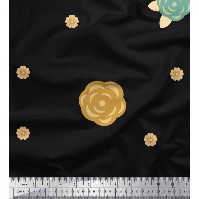 Soimoi Poly Georgette Fabric Artistic Flower Print Fabric by the Yard 42 Inch Wide